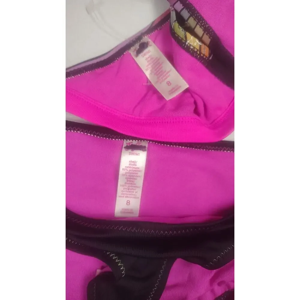 New Girls Justice Youth Size 8 Swimsuit Two Piece Bathing Suit Swim Fast Ship
